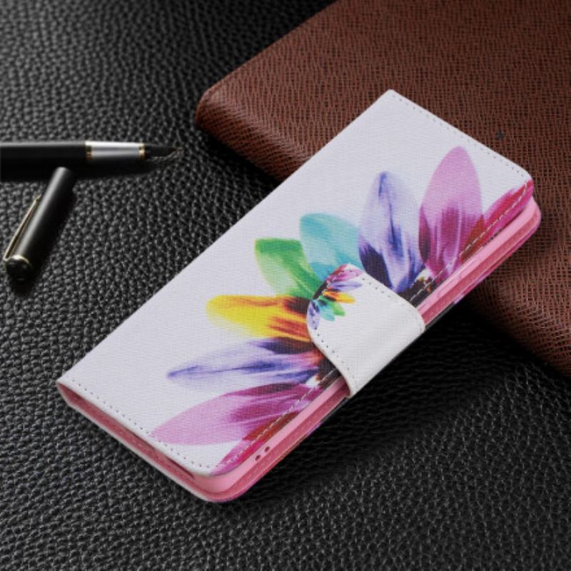 Capa Flip Para Huawei P50 Pro Flor Aquarela