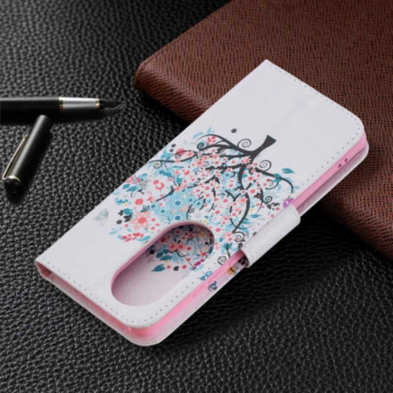 Capa Folio Para Huawei P50 Pro Árvore Florida