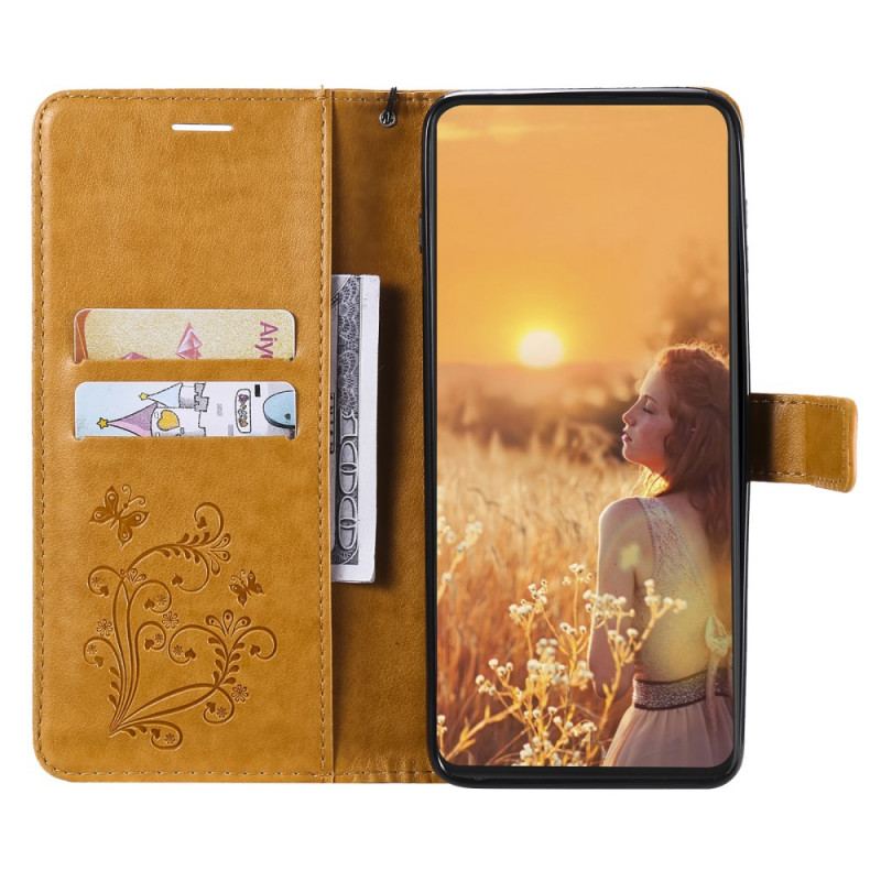 Capa Folio Para Huawei P50 Pro De Cordão Borboletas Gigantes