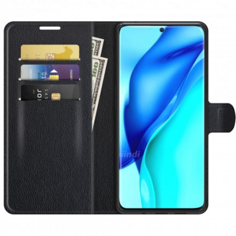 Capa Folio Para Huawei P50 Pro Estilo Clássico De Couro Litchi