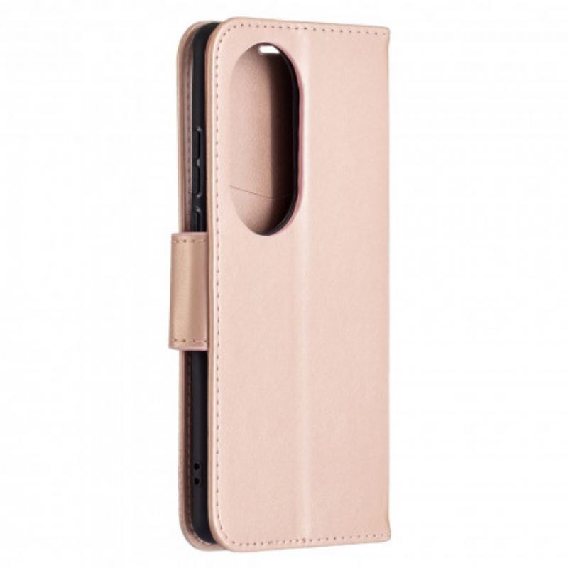 Capa Folio Para Huawei P50 Pro Flip Borboletas E Aba Oblíqua