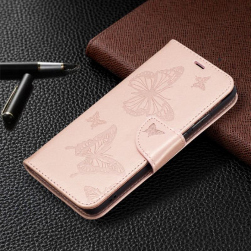 Capa Folio Para Huawei P50 Pro Flip Borboletas E Aba Oblíqua