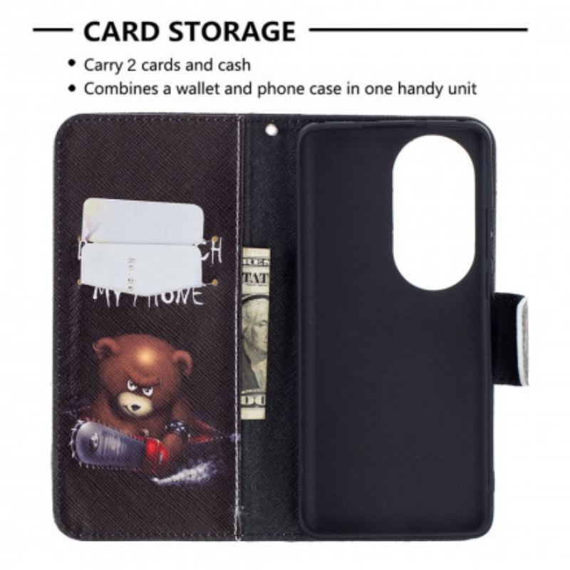 Capa Folio Para Huawei P50 Pro Urso Perigoso