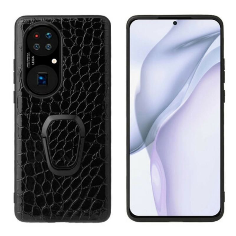 Capa Para Huawei P50 Pro Suporte De Anel Estilo Crocodilo