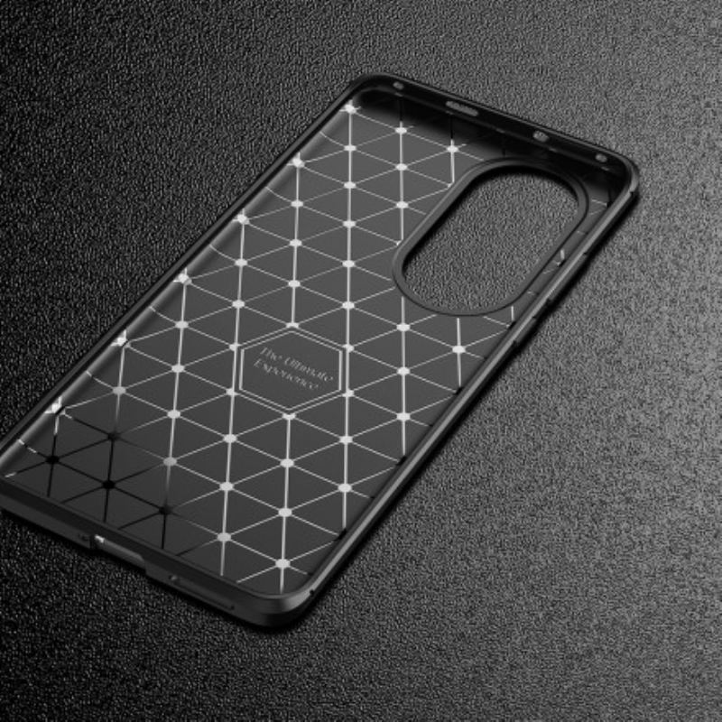 Capa Para Huawei P50 Pro Textura Flexível De Fibra De Carbono