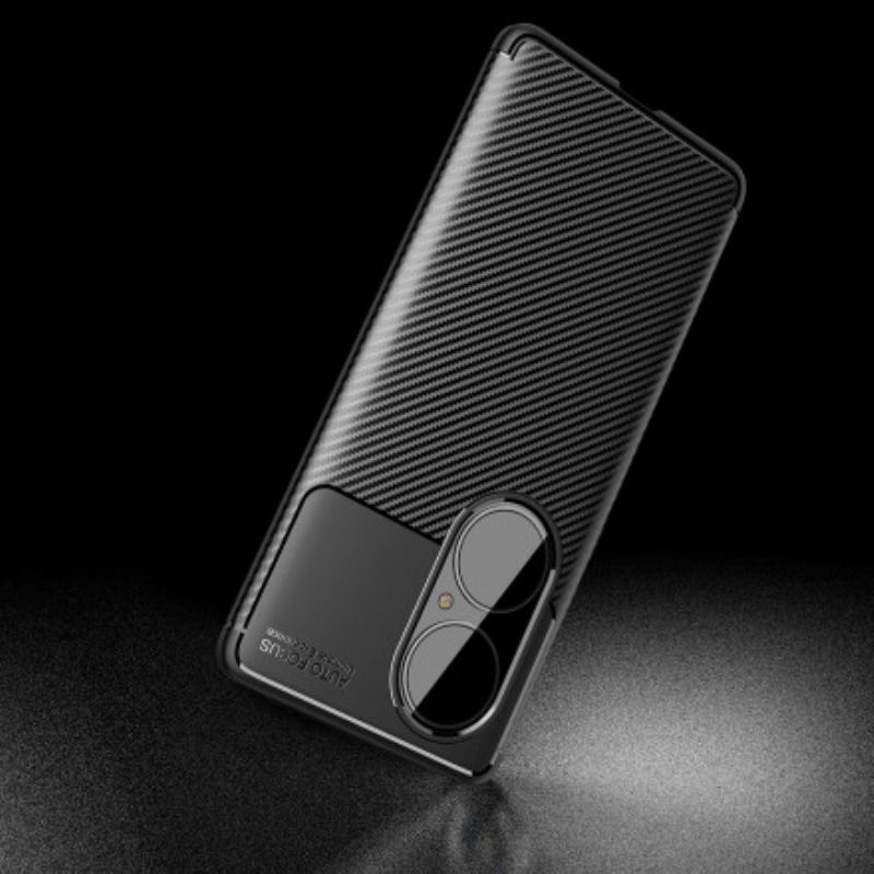 Capa Para Huawei P50 Pro Textura Flexível De Fibra De Carbono