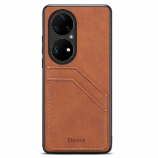 Capa Para Huawei P50 Pro Titular De Cartão De Compartimento Duplo Denior