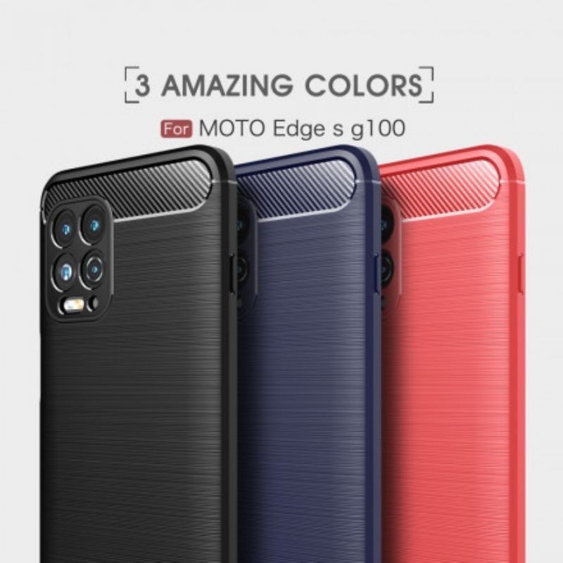 Capa De Celular Para Moto G100 Fibra De Carbono Escovada