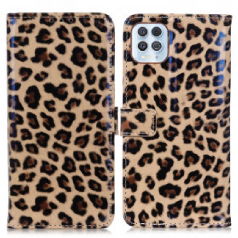 Capa De Couro Para Moto G100 Leopardo