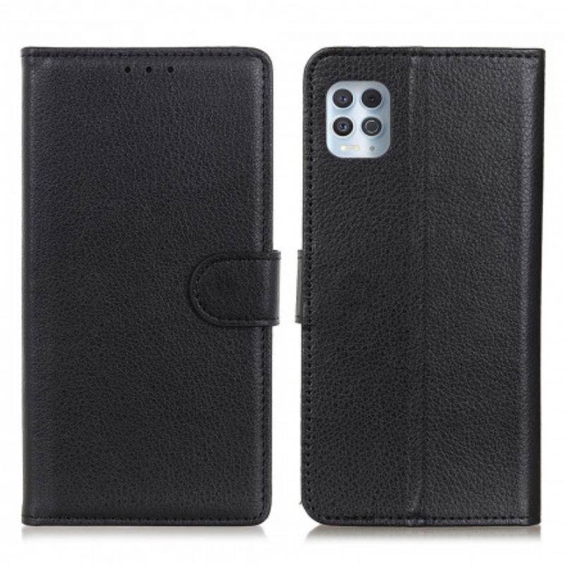 Capa Flip Para Moto G100 Couro Sintético De Lichia Tradicional