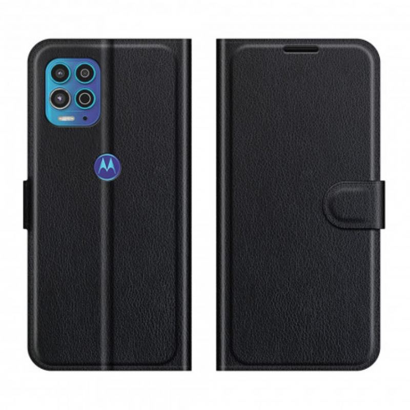 Capa Flip Para Moto G100 Efeito Lichia Clássico