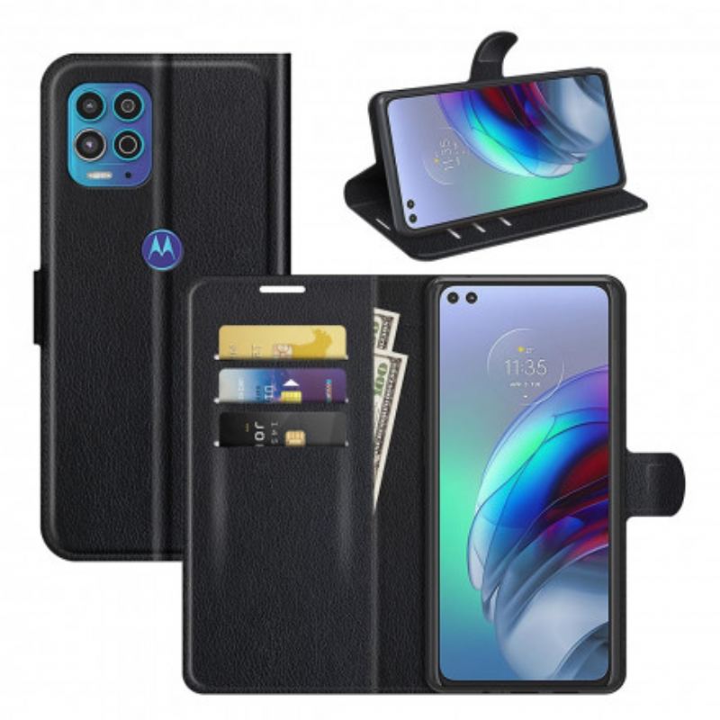 Capa Flip Para Moto G100 Efeito Lichia Clássico