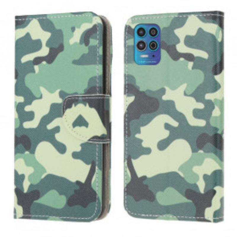 Capa Folio Para Moto G100 Camuflagem Militar