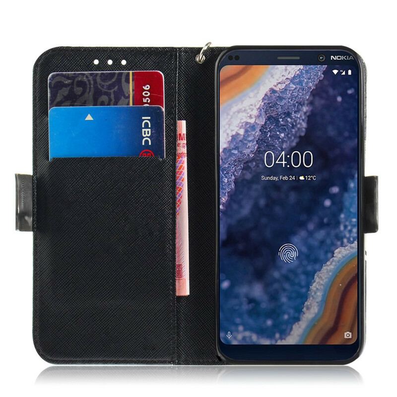 Capa De Couro Para Nokia 9 PureView De Cordão Manda Magistral Com Cordão