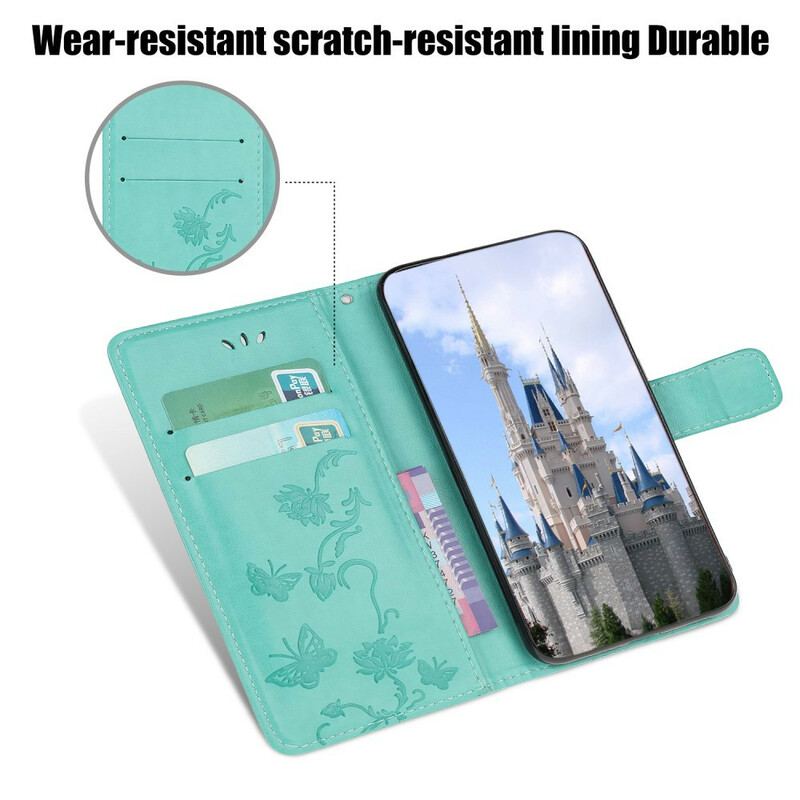 Capa De Couro Para Huawei P40 Lite E Borboletas Encantadas