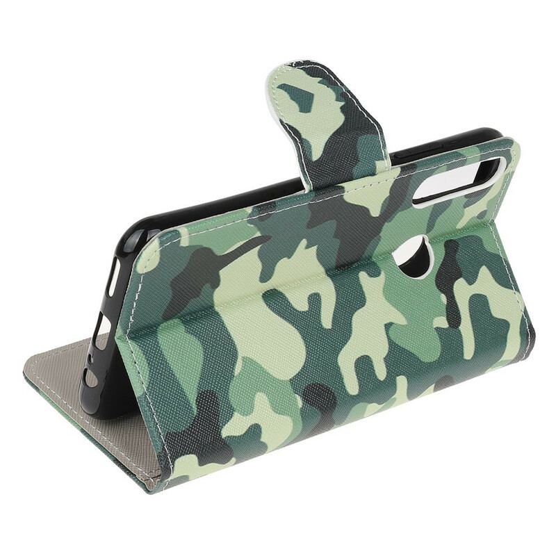 Capa De Couro Para Huawei P40 Lite E Camuflagem Militar