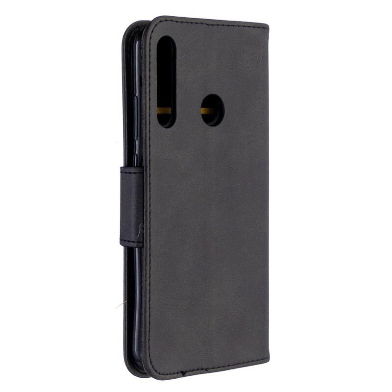 Capa De Couro Para Huawei P40 Lite E Flip Retalho Liso Oblíquo