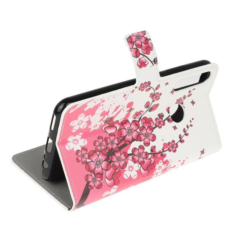 Capa De Couro Para Huawei P40 Lite E Flores Tropicais