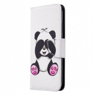 Capa De Couro Para Huawei P40 Lite E Panda Divertido