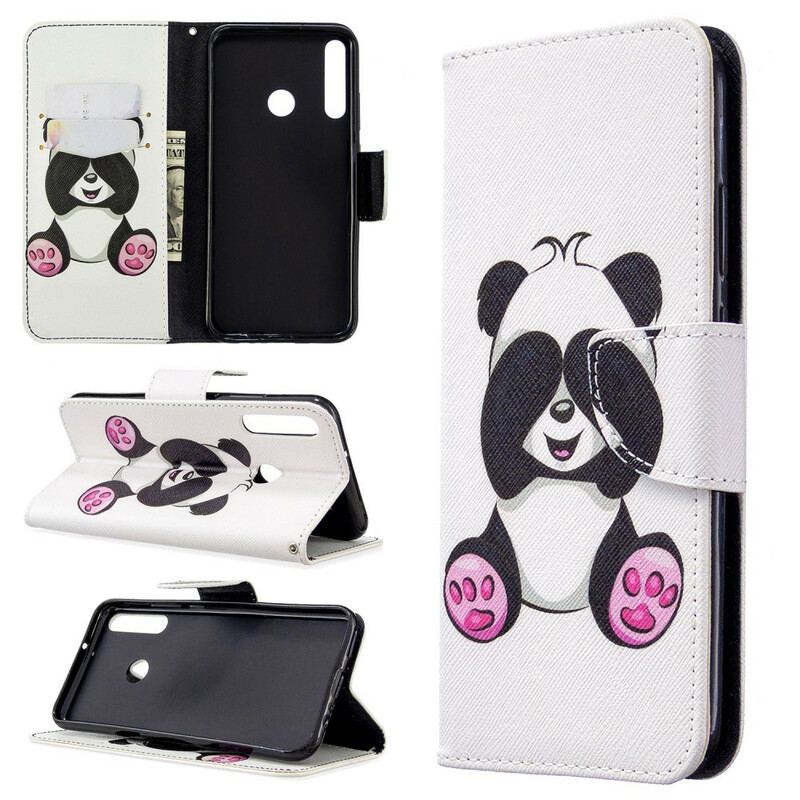 Capa De Couro Para Huawei P40 Lite E Panda Divertido