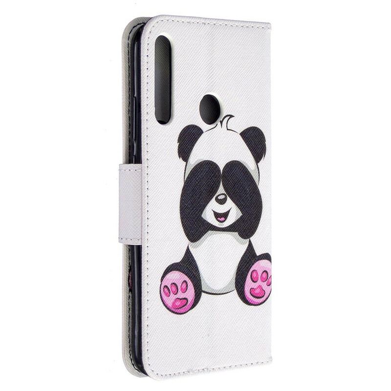 Capa De Couro Para Huawei P40 Lite E Panda Divertido