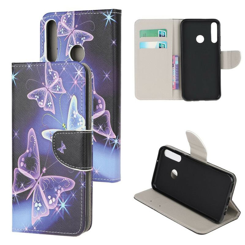 Capa Flip Para Huawei P40 Lite E Borboletas E Flores