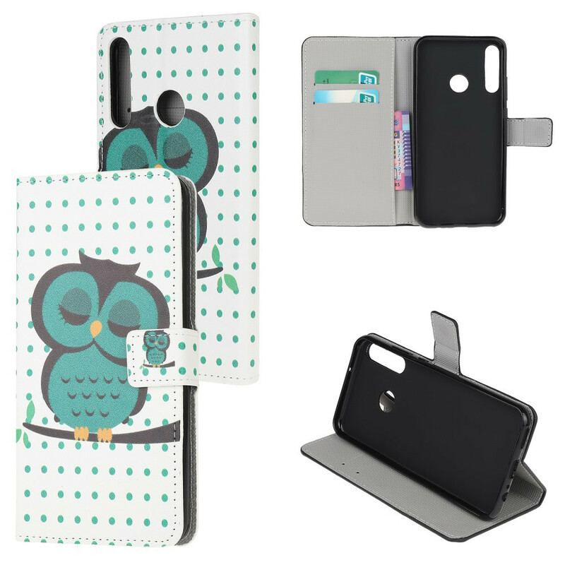 Capa Flip Para Huawei P40 Lite E Coruja Adormecida