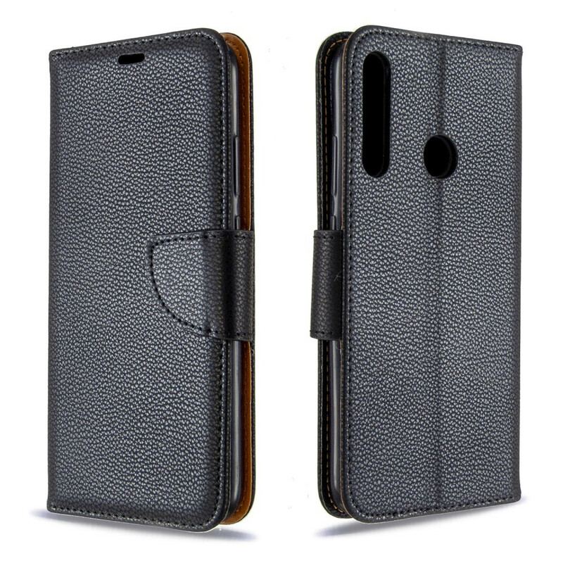 Capa Flip Para Huawei P40 Lite E De Couro Lichia Rabat Oblíqua