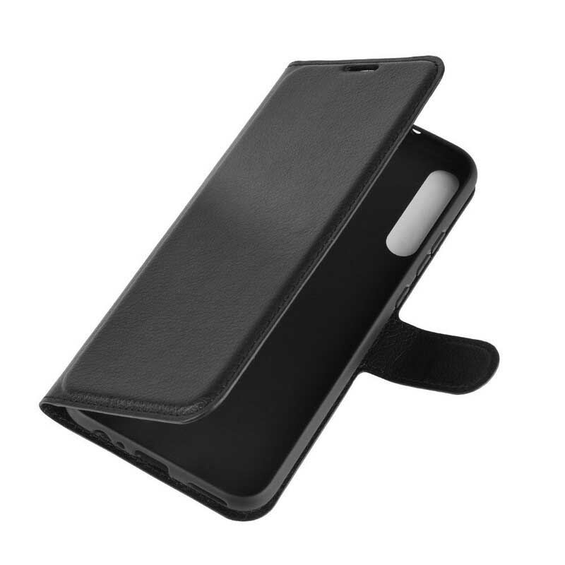 Capa Flip Para Huawei P40 Lite E Couro Sintético De Lichia Clássico