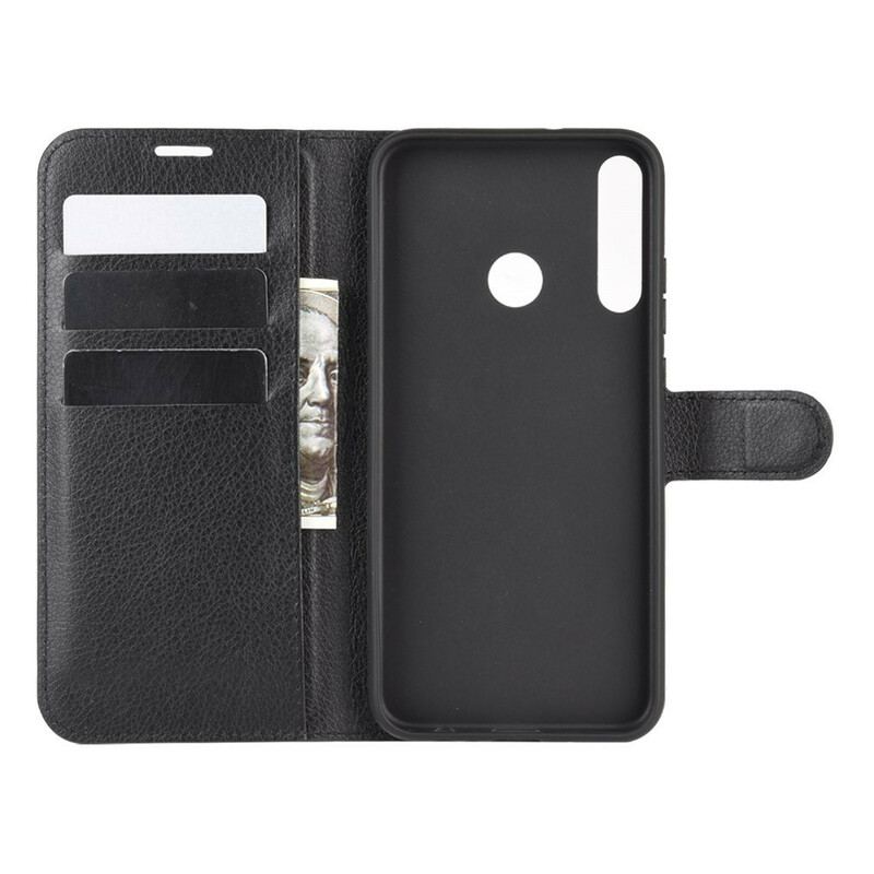 Capa Flip Para Huawei P40 Lite E Couro Sintético De Lichia Clássico