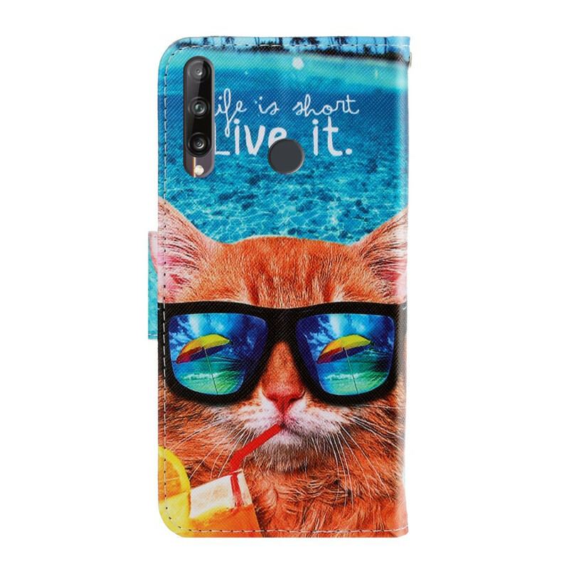 Capa Folio Para Huawei P40 Lite E De Cordão Cat Live It Strappy