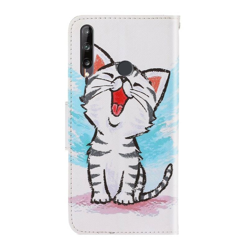 Capa Folio Para Huawei P40 Lite E De Cordão Gatinho Strappy