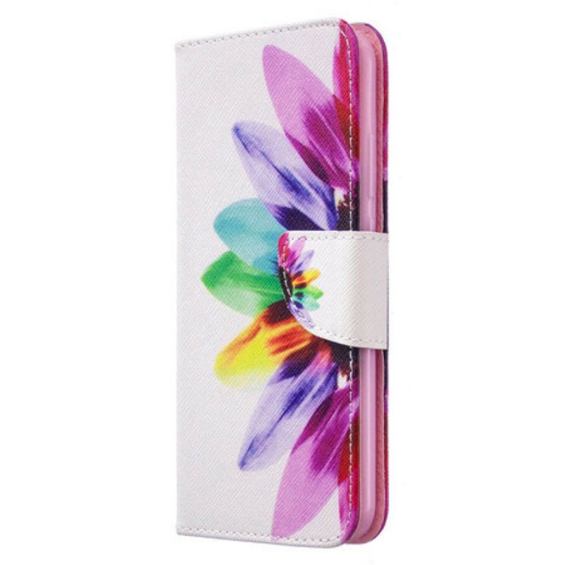 Capa Folio Para Huawei P40 Lite E Flor Aquarela