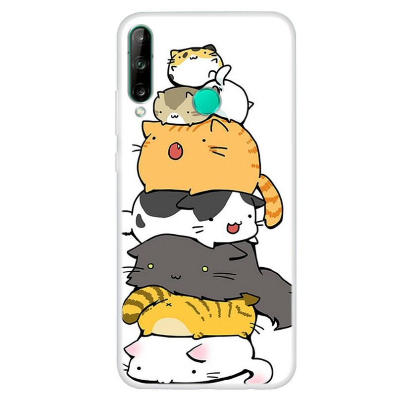 Capa Para Huawei P40 Lite E Pilha De Desenhos Animados De Gatos