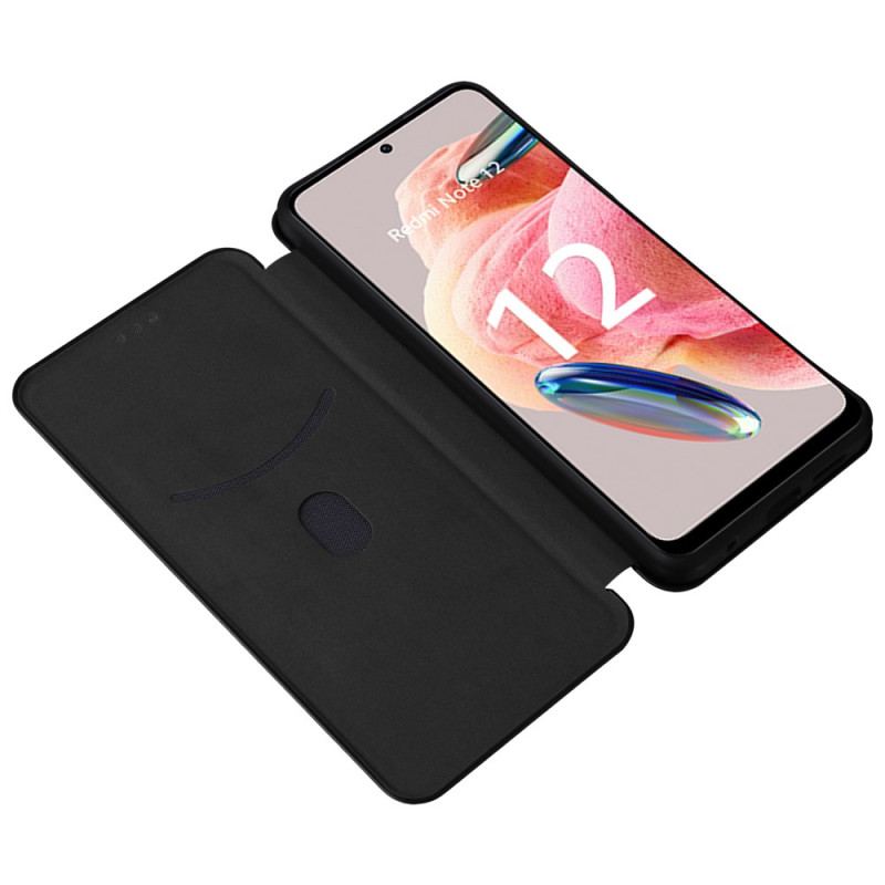 Capa De Celular Para Xiaomi Redmi Note 12 4G Flip Fibra De Carbono