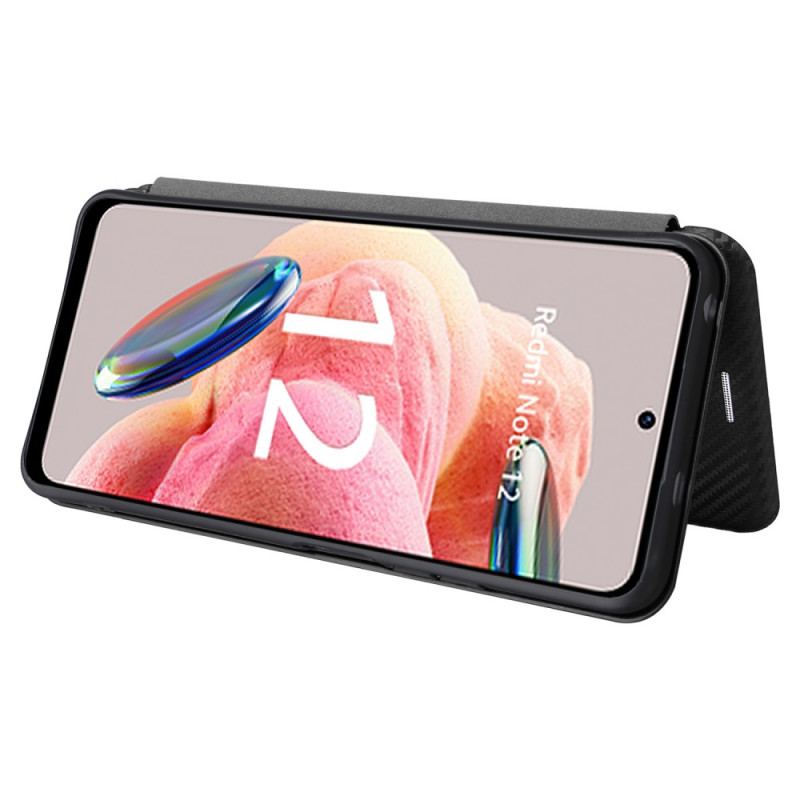 Capa De Celular Para Xiaomi Redmi Note 12 4G Flip Fibra De Carbono