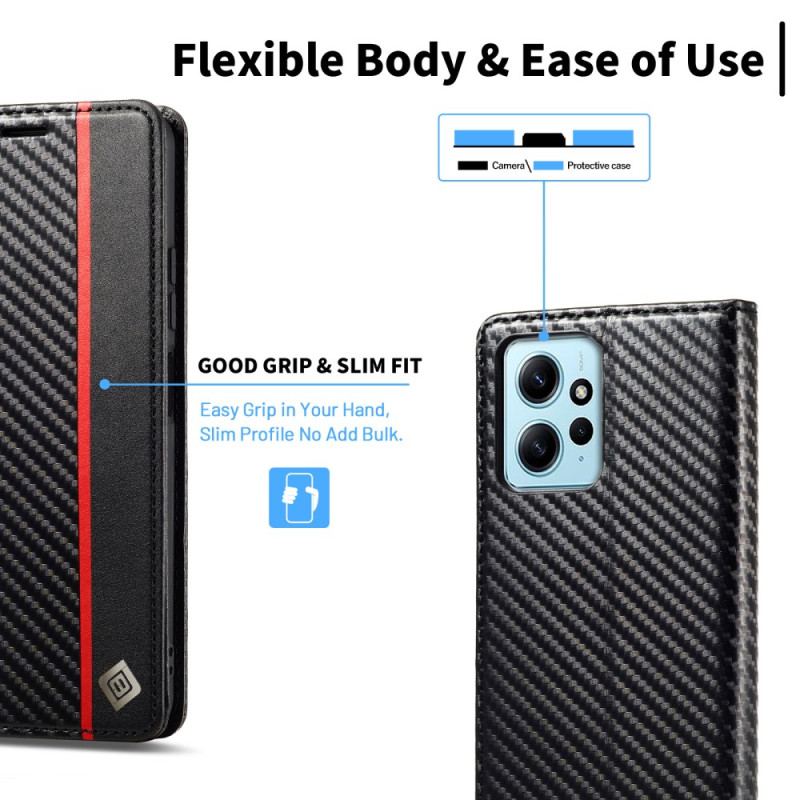 Capa De Celular Para Xiaomi Redmi Note 12 4G Flip Fibra De Carbono Lc.imeeke