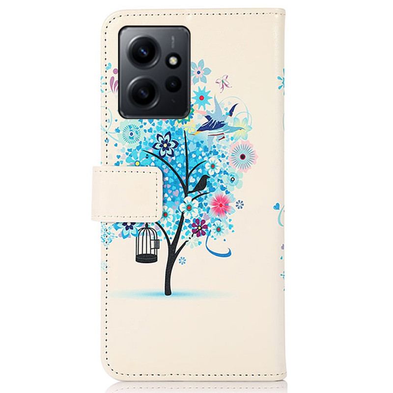 Capa De Couro Para Xiaomi Redmi Note 12 4G Árvore Com Folhagem Colorida