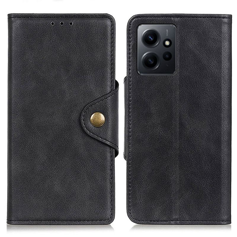 Capa De Couro Para Xiaomi Redmi Note 12 4G Botão Magnético De Couro Falso