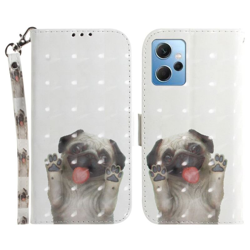 Capa De Couro Para Xiaomi Redmi Note 12 4G De Cordão Tanga Pug