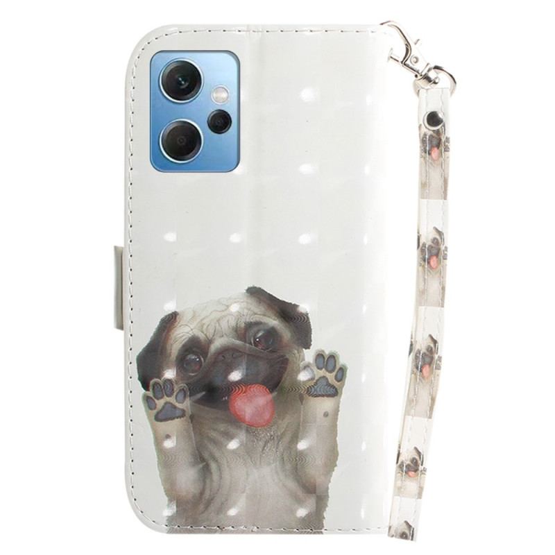 Capa De Couro Para Xiaomi Redmi Note 12 4G De Cordão Tanga Pug