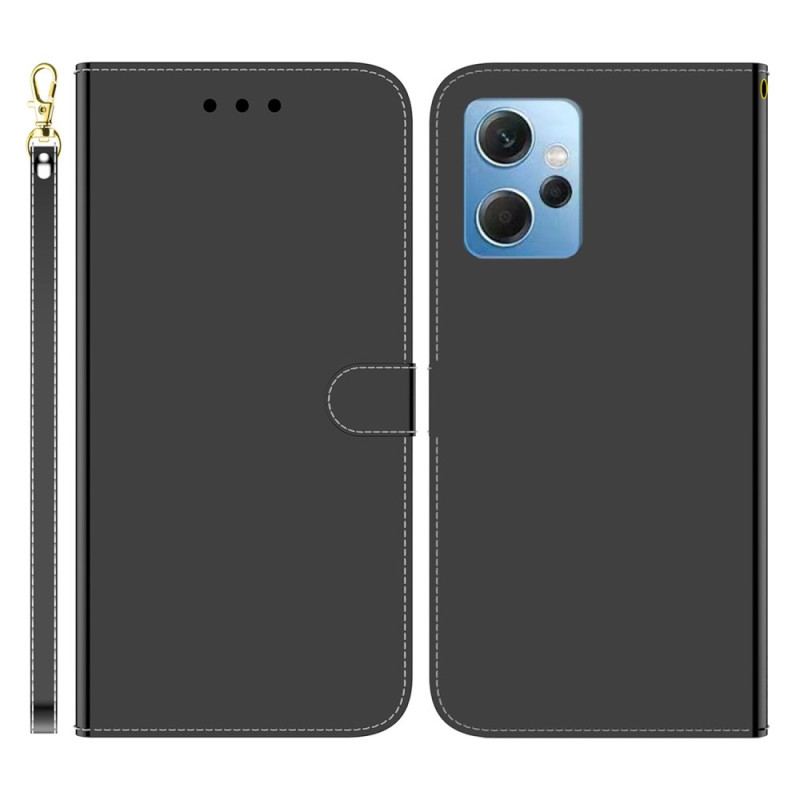 Capa De Couro Para Xiaomi Redmi Note 12 4G Espelho Falso De Couro Com Alça