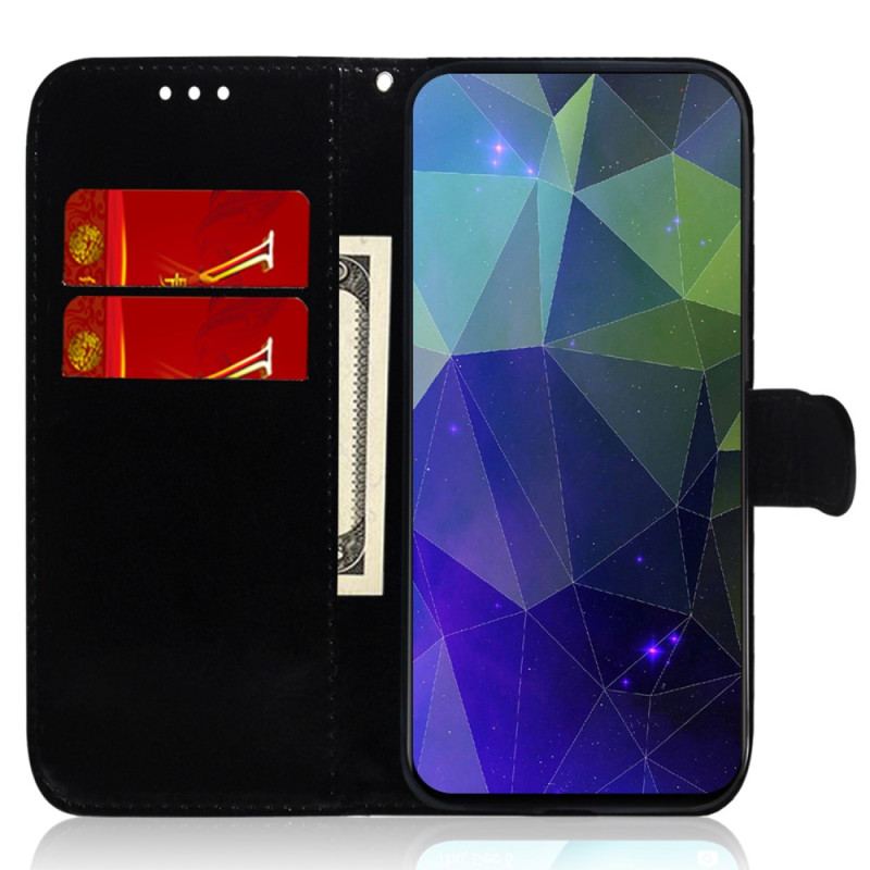 Capa De Couro Para Xiaomi Redmi Note 12 4G Espelho Falso De Couro Com Alça