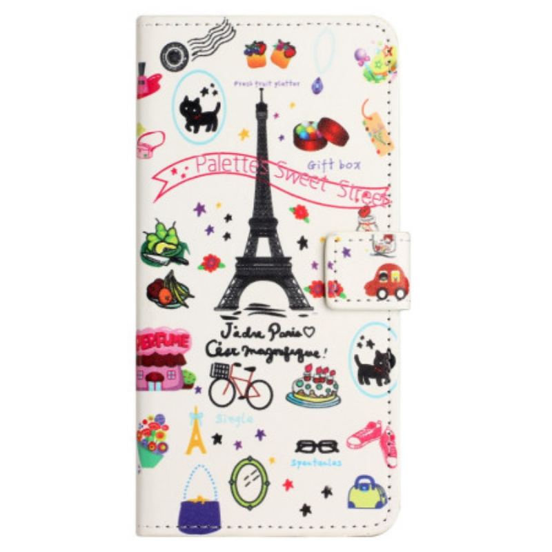 Capa De Couro Para Xiaomi Redmi Note 12 4G Eu Amo Paris