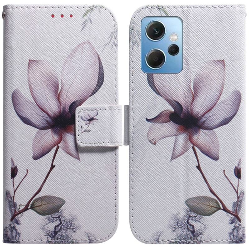 Capa De Couro Para Xiaomi Redmi Note 12 4G Flor Rosa