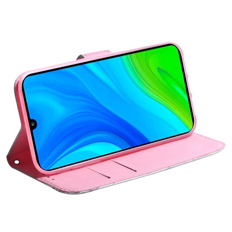 Capa De Couro Para Xiaomi Redmi Note 12 4G Flor Rosa