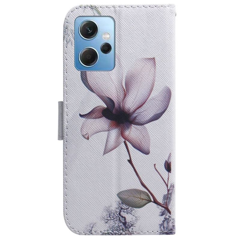 Capa De Couro Para Xiaomi Redmi Note 12 4G Flor Rosa