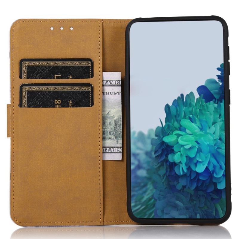 Capa De Couro Para Xiaomi Redmi Note 12 4G Gato Viajante