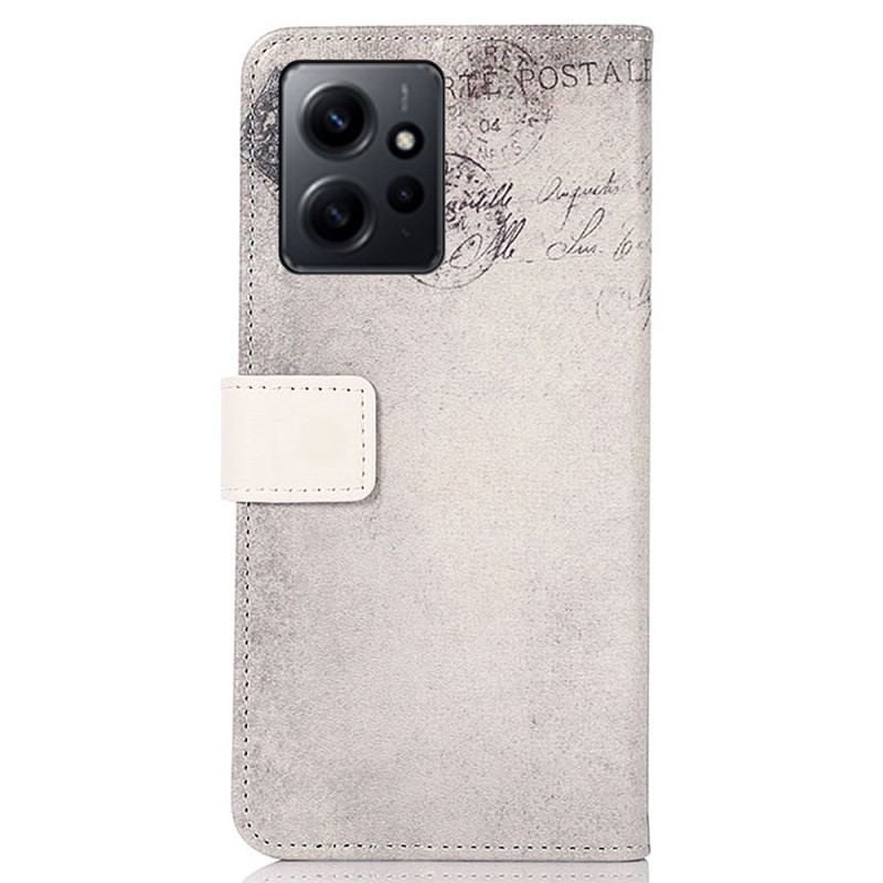 Capa De Couro Para Xiaomi Redmi Note 12 4G Gato Viajante