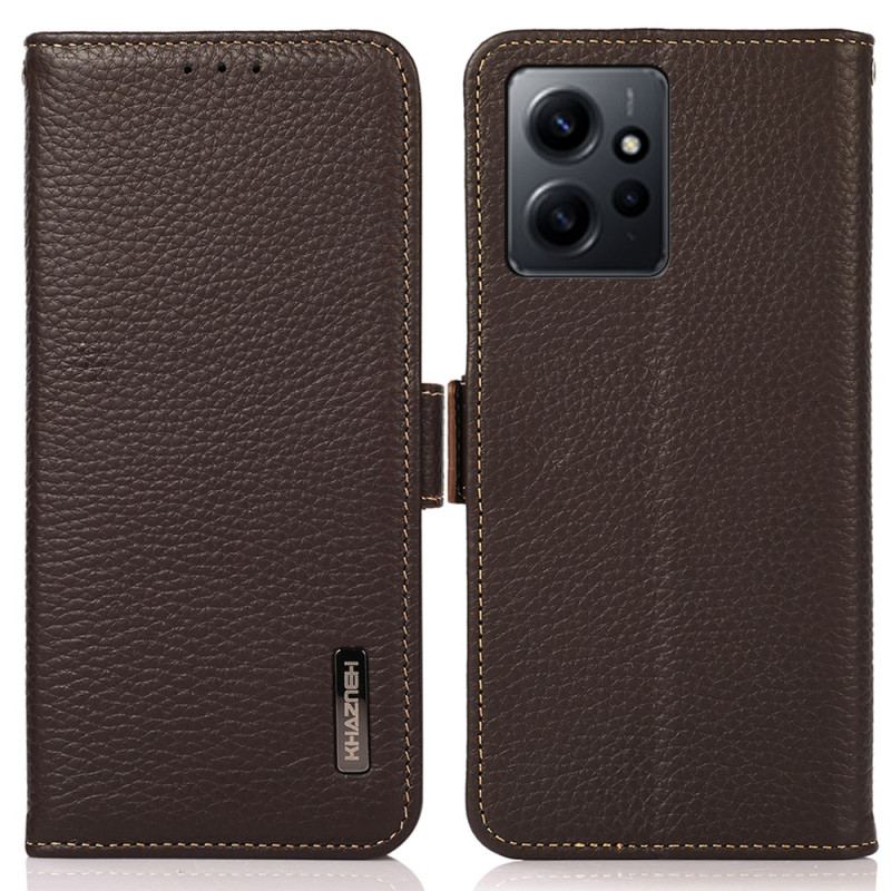 Capa De Couro Para Xiaomi Redmi Note 12 4G Couro De Lichia Khazneh Rfid